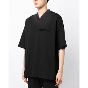 ✨FOG Essentials Texture Black Series V-neck Shoulder Logo Sz L Short Sleeve T✨